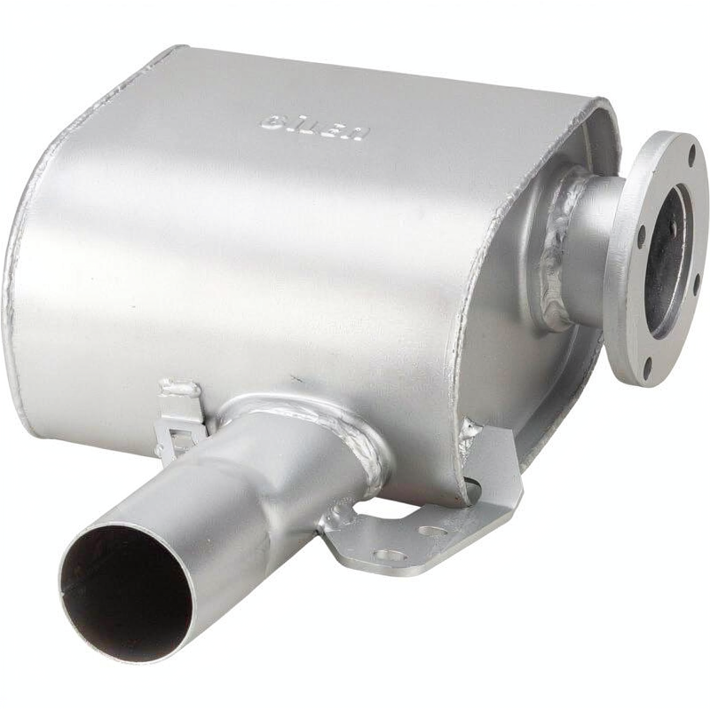GRANIT exhaust silencer for New Holland T3.50F–T3.75F tractors; metal cylindrical muffler with flange and outlet pipe