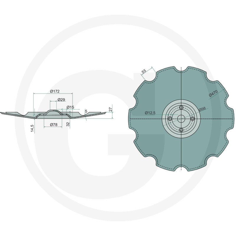 Concave disc GRANIT 1800700048 for tillage parts and agricultural equipment