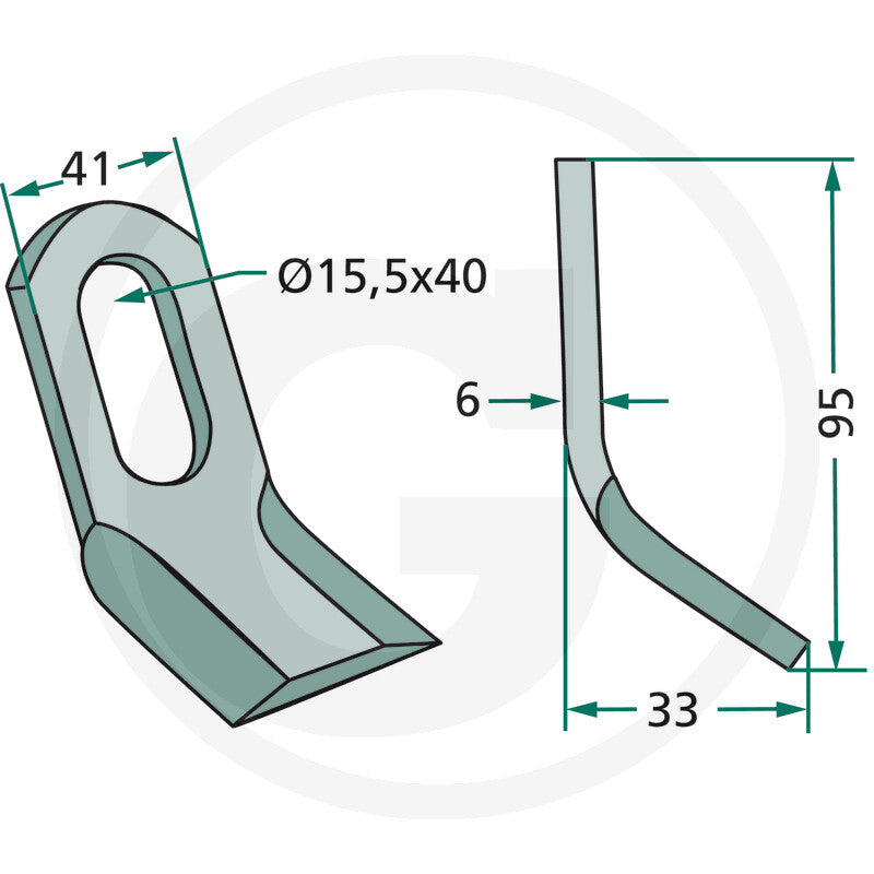 Y Flail for hedgecutter by GRANIT, Bomford/McConnel 02.812.01, metal mounting eyelet