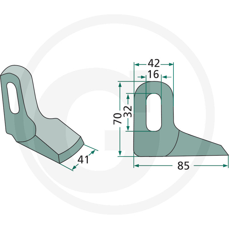 Pruning Boot Flail for Bomford HS60/MP44, DGT Agri hedge trimmer accessory with dimensional diagram