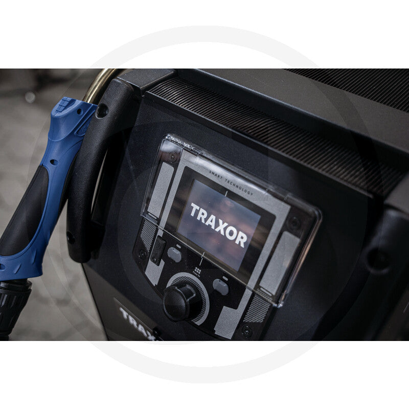 TRAXOR Multi 320+ welding machine with blue tool handle, smart technology display, and digital control panel