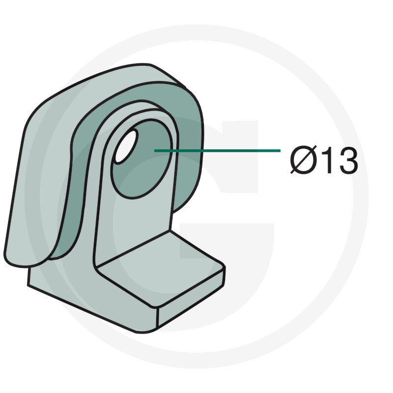 GRANIT Mount Ø13mm bracket with 13 mm bore; gray metal component for rotary tedder tine