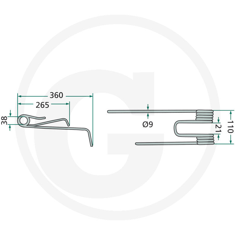 Rotary tedder tine by GRANIT, right-hand for Lely Lotus New Version, grey