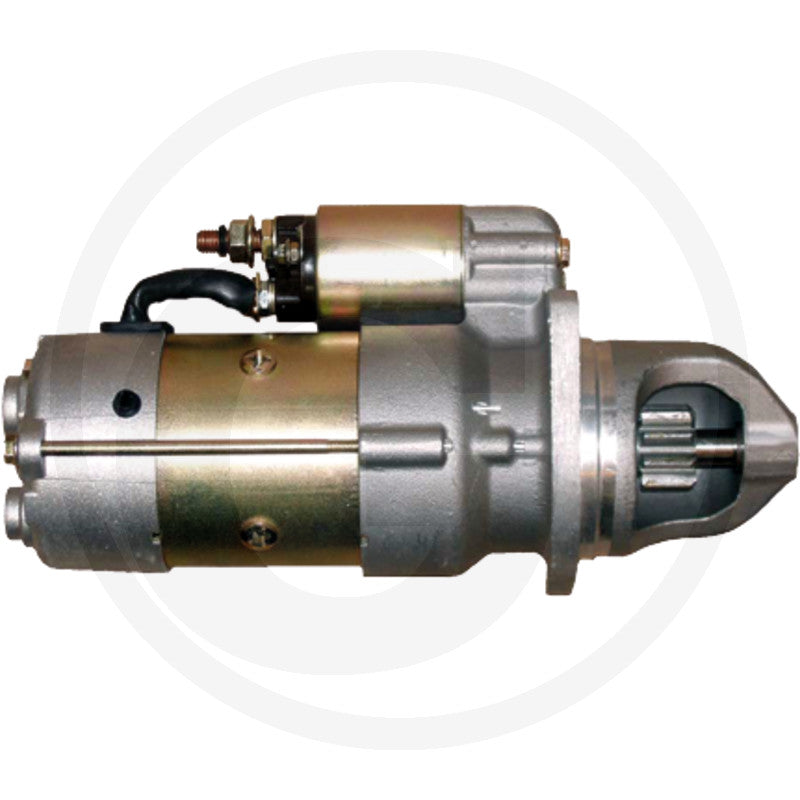 Starter motor, Prestolite, 24V 4kW for Mercedes; solenoid on top, metal cylindrical body.