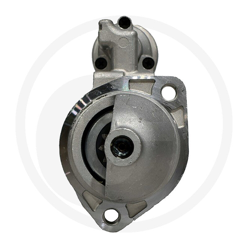 Gear Reduction Starter motor, Prestolite, 12V, 3.2kW, silver cast metal housing with mounting holes