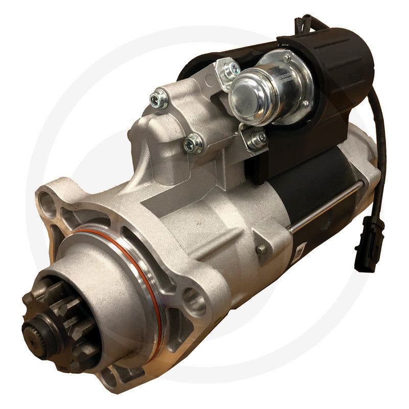 Prestolite gear reduction starter motor, 24V, 7.5kW, silver body with black solenoid