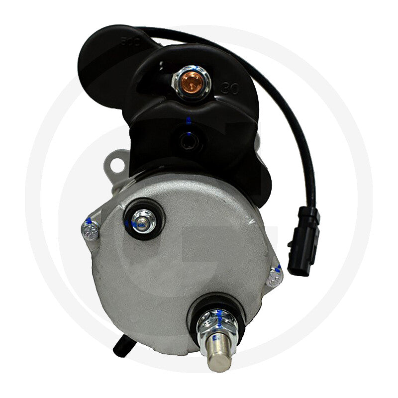 Prestolite gear reduction starter motor, 24V, 7.5kW, silver housing with black solenoid and drive shaft