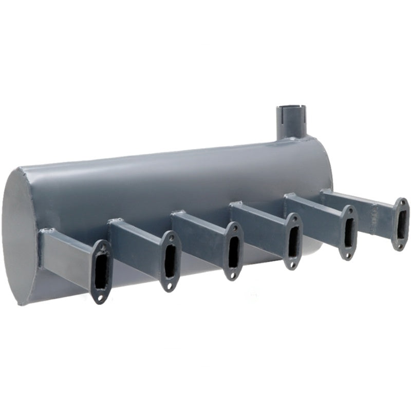 GRANIT machinery exhaust silencer for Deutz-Fahr D8006/D10006; gray muffler with six flange outlets