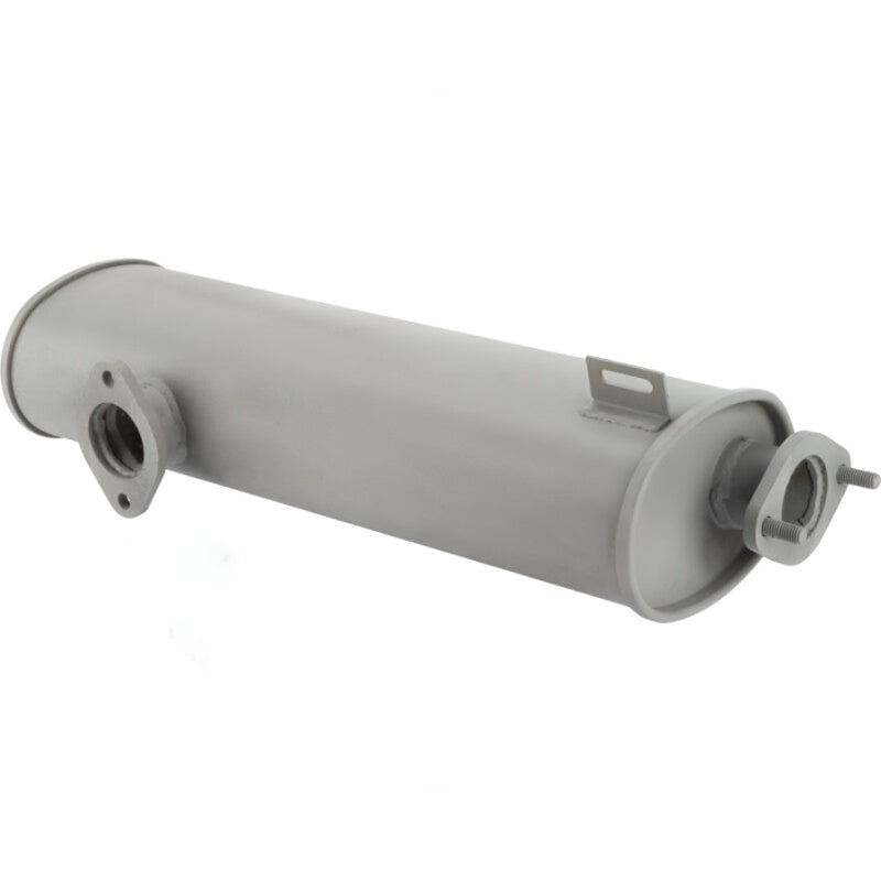 Silencer for Fendt Farmer 250S/250V by GRANIT; cylindrical metal exhaust muffler with mounting flange