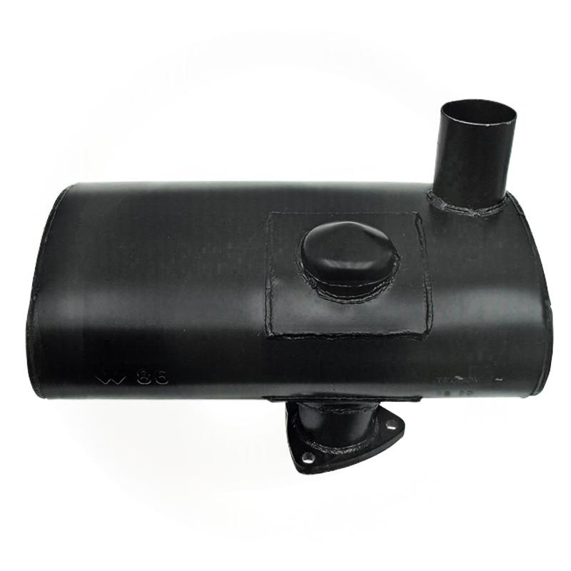 Granit Silencer for Massey Ferguson tractors, horizontal exhaust muffler, black metal with mounting bracket
