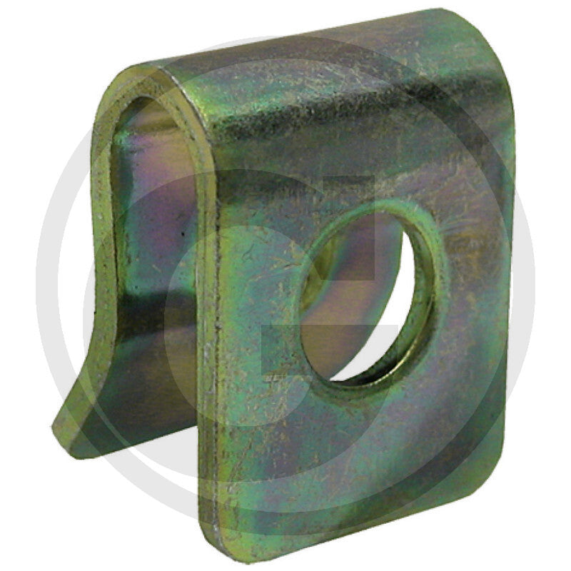 Granit Krone clamp, green metallic finish, heavy machinery part.