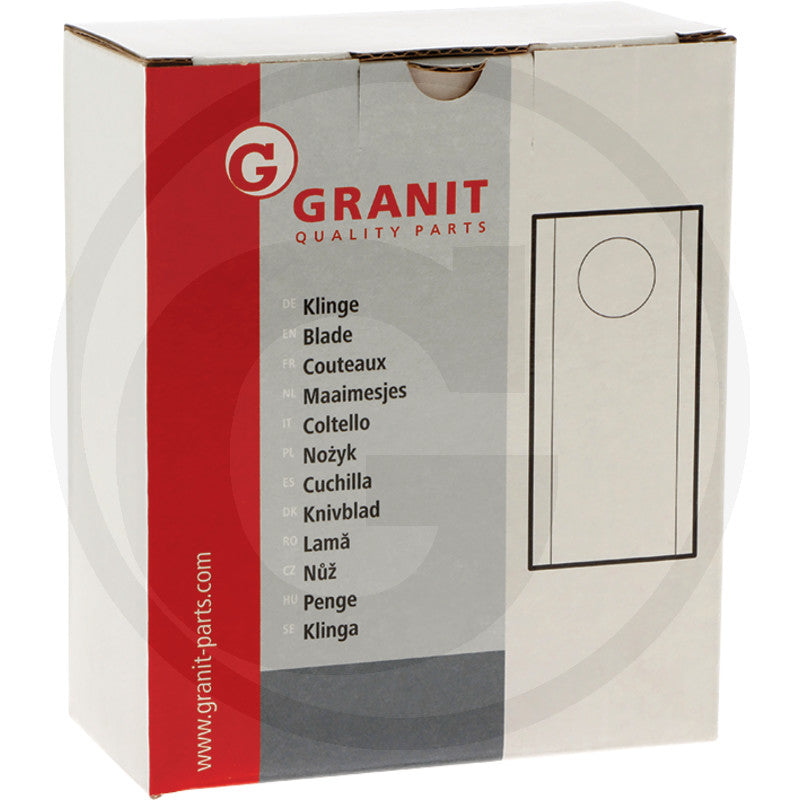 Mower blades pack of 25 by GRANIT in a red and grey box