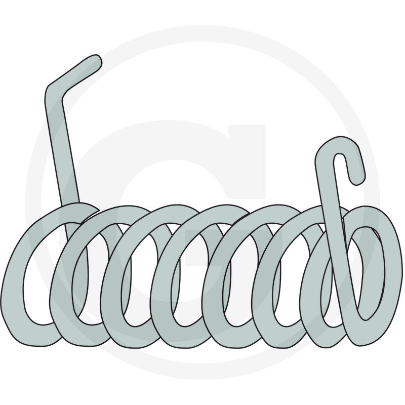 Fixing Torsion Spring Right, gray metal coil with end hooks
