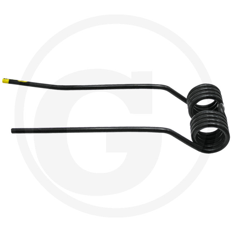 Rotary tedder tine, right straight, black metal with yellow marker tip