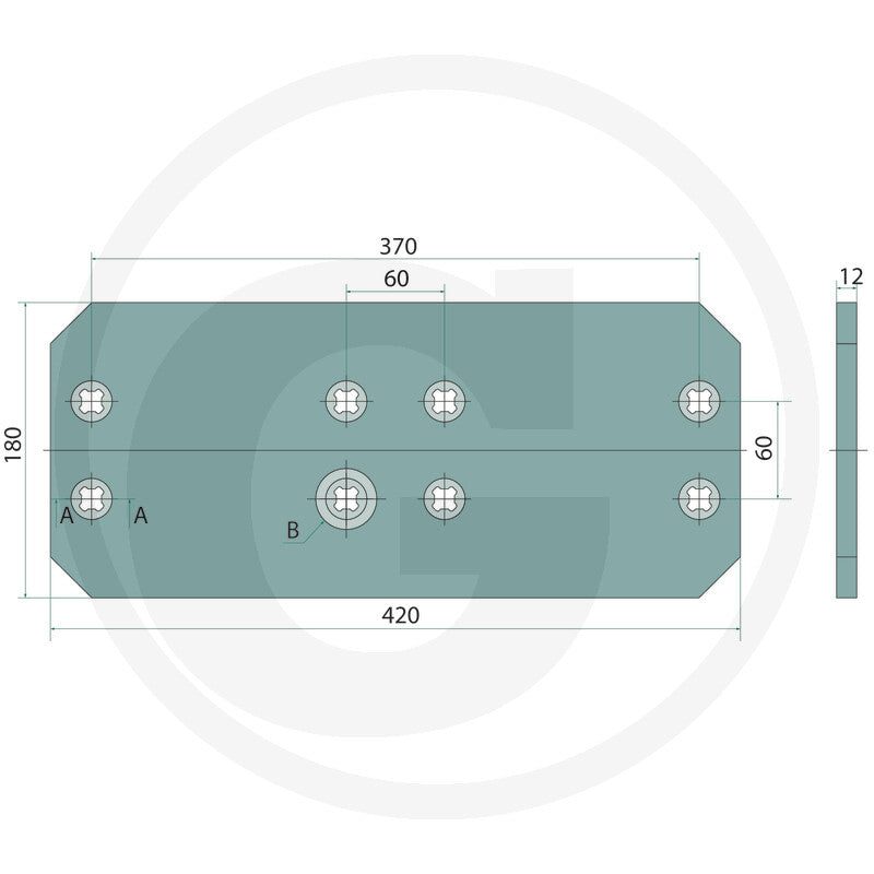 Landside Granit 56017 3411460 plate for tillage parts with multiple mounting holes