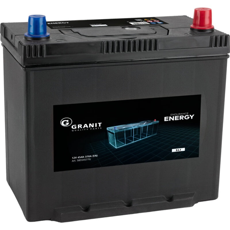 Battery GRANIT 12V 45Ah Endurance Energy with blue and red terminals