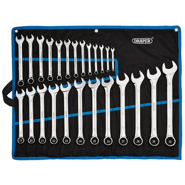 Draper HI-TORQ Combination Spanner Set | 25-Piece, 6-32mm, in Pouch