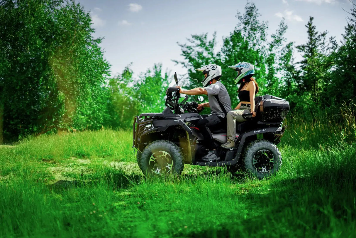 CFMOTO CForce 625 Touring Overland ATV, Granite Ridge edition, two-up seating with rear cargo box