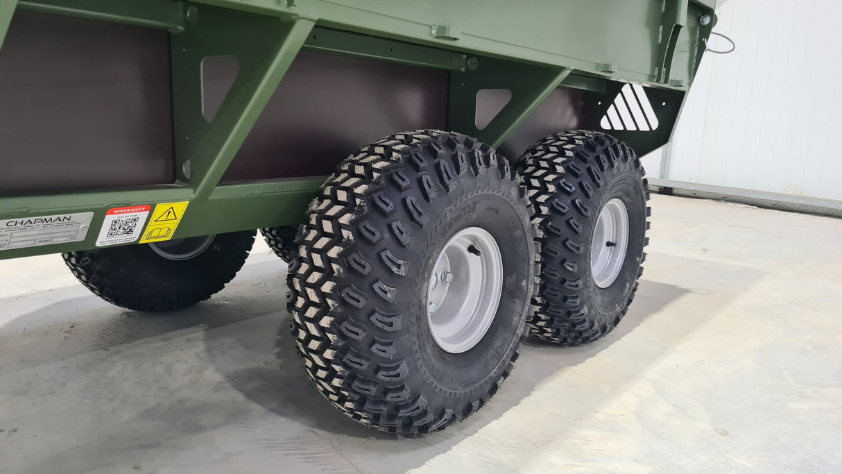 Chapman HT100 ATV Utility Trailer, NATO Green, twin-pivoting axle and rugged off-road tires