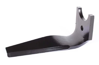 Kuhn Power Harrow Tine Right, genuine OEM black steel part for HR Series agriculture equipment.