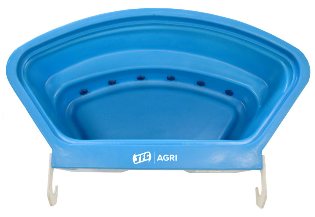 JFC 6-teat lamb feeder, blue gravity-feed with gate or fence mount GF06-CT8