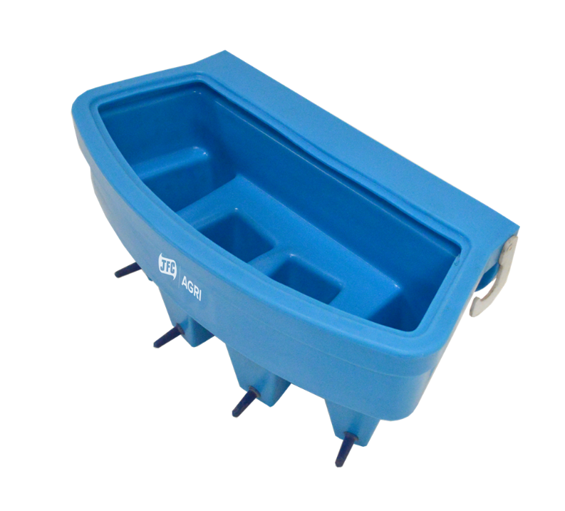 JFC Agri 4-Teat Lamb Feeder, blue plastic, 4 compartments, gate or fence mount
