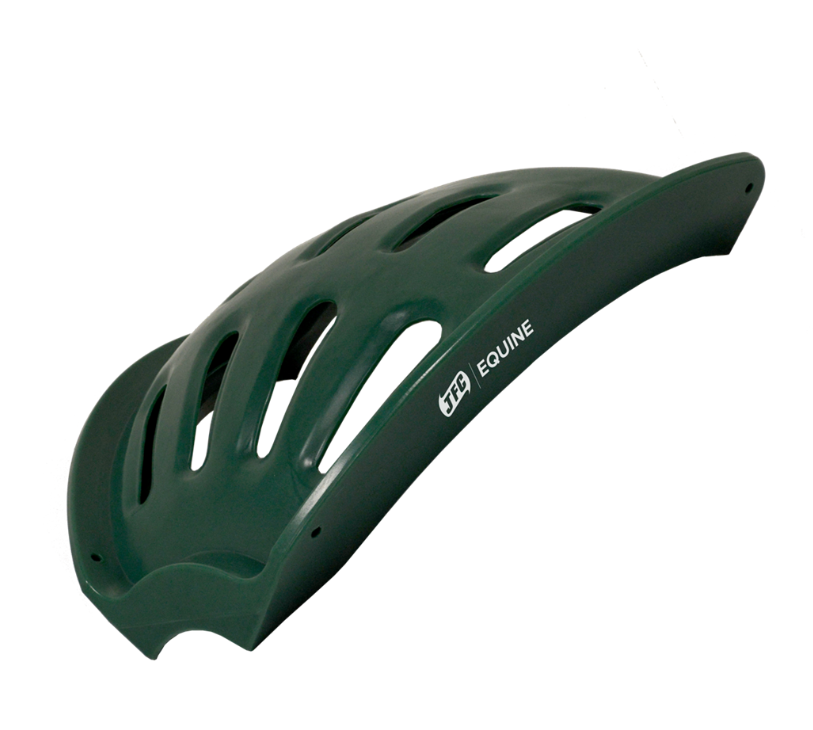 Tear Drop Corner Hay Feeder Green for horses by JFC Agri; slow-feed design