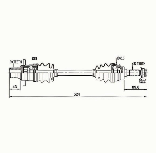 Suzuki LTA CV Driveshaft – Rear, complete shaft for 450/500/700/750 (2007–2023)