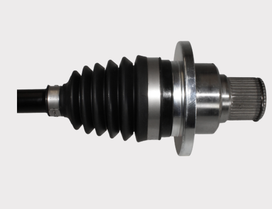 CV driveshaft assembly for CF-Moto CForce rear-right, complete with black rubber boot and metal spline end; Hyper.