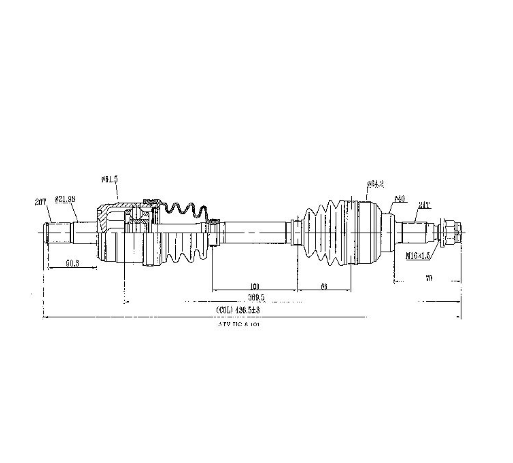 Hyper CV shaft complete for Honda TRX420 FA IRS Front Right, 2015–2019 drive shaft
