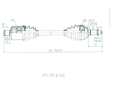 Polaris RZR XP 1000 Turbo CV driveshaft set – front left and right, complete, ATV City, 2014–2019.