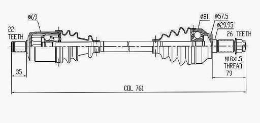 Polaris RZR XP 1000 / XP 4 1000 front left & right CV driveshafts, built after 20/10/2015 (2015–2017)