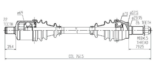 Polaris RZR XP 1000 CV driveshaft – front left and right, complete drive shaft, ATV City, 2014–2016