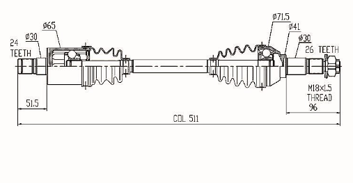 ATV City Can-Am Outlander L 570 CV shaft, rear-right drive shaft for 450/500/570 (2015–2018)