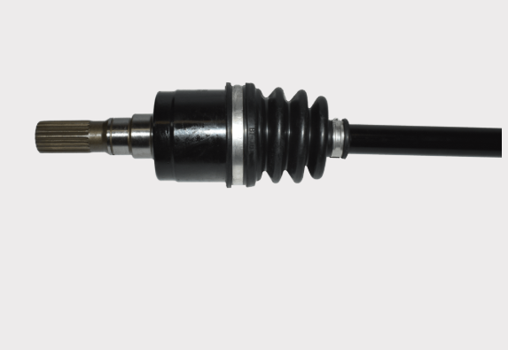 CV driveshaft complete for Kubota RTV900/1100/1140; black metal shaft with rubber boot and spline end.