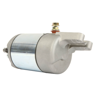 Starter motor for Honda TRX500FA Rubicon by DGT Agri, silver metal housing with terminal stud