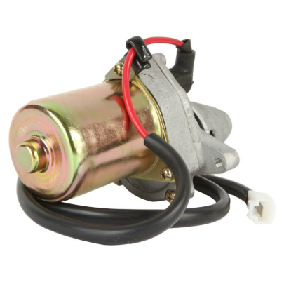 Starter motor for Suzuki LT80 Quadsport / Kawasaki KSF80 by DGT Agri, gold housing with red and black wires