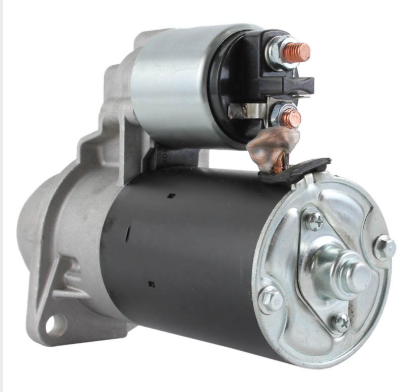 Starter motor for Lombardini engine, 9-tooth, black body with silver mounting, DGT Agri