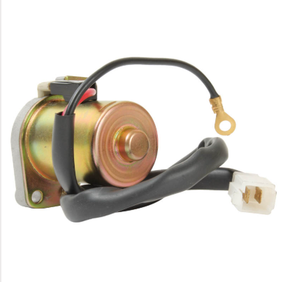 Starter motor for Polaris Predator 50 / Scrambler 50 with gold-toned metal housing and black wires