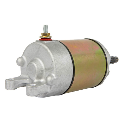 Starter motor for Honda TRX400EX Sportrax/TRX400X ATV by DGT Agri, metallic silver housing.