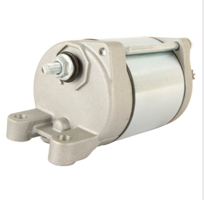 Starter motor for Kawasaki KSF450/KFX450R ATV; silver metal body and mounting flange