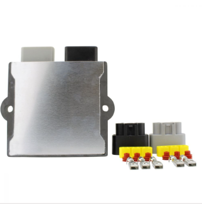Voltage regulator kit for Suzuki V-Strom DL1000; DGT Agri, silver metal body with two connectors and six terminals.