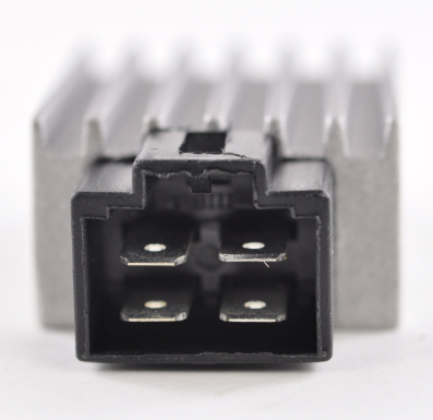 Voltage regulator with aluminum heatsink and black 4-pin connector