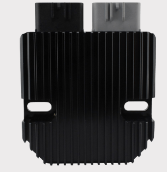 DGT Agri REVOLT regulator rectifier for Polaris Sportsman 2003–2006, black finned aluminum heatsink, dual connectors