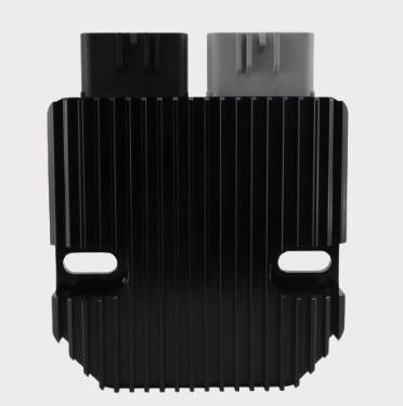 REVOLT regulator rectifier by DGT Agri, black finned heatsink voltage regulator for Kawasaki and Suzuki quad bikes.