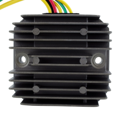 Regulator Rectifier for Honda TRX350 Foreman ATV, DGT Agri; black finned unit with colored wires; replaces 31600-HA7-921.