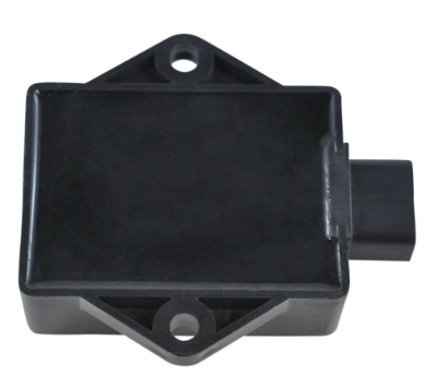 CDI module for Polaris Hawkeye 300 / Sportsman 300 ATV, black rectangular unit with mounting tabs and side connector