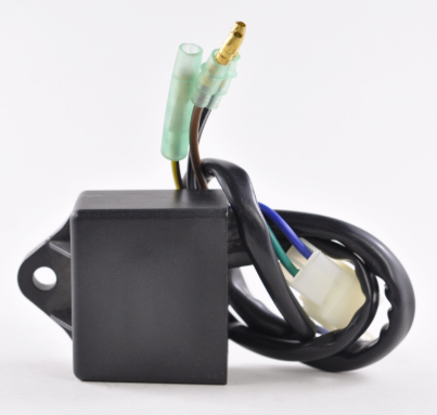 High Performance CDI Module for Suzuki LT160E/LTF160 Quadrunner ATV, black enclosure with wiring harness.