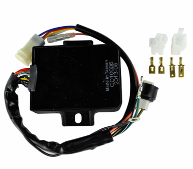 Performance CDI Module for Yamaha YFM350 Big Bear/Moto-4 ATV, black unit with wiring harness and connectors by DGT Agri