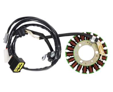 Stator and gasket kit for Yamaha WR250R by DGT Agri, featuring copper windings and wiring harness.
